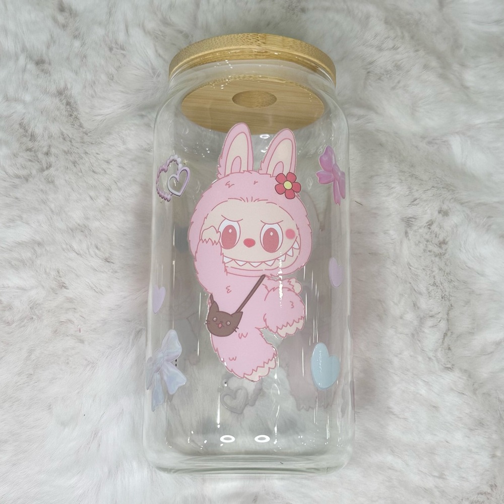 Cute Labubu Glass Cup